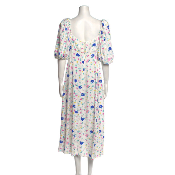 NWT! For Love & Lemons L Lexy Puff Sleeve Maxi Dress Cutout White Floral Midi - Picture 8 of 10
